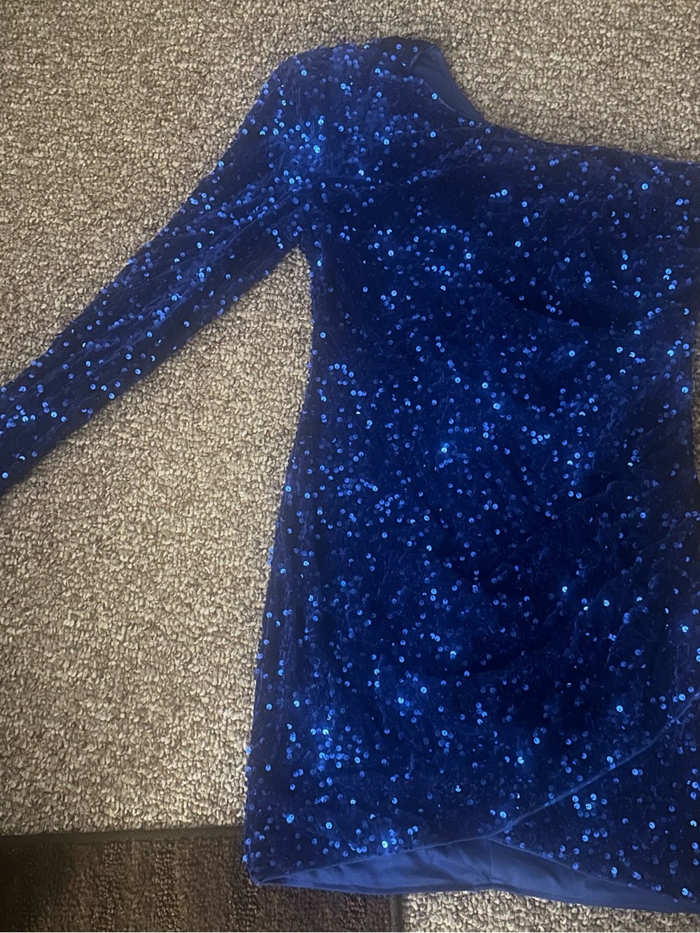 Royal Blue One-Shoulder Sequin Dress
